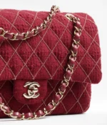CHANEL / CLASSIC HANDBAG Wool Tweed & Gold-Tone Metal Burgundy - Image 2