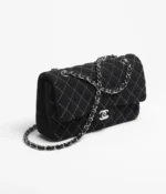 CHANEL / CLASSIC HANDBAG Wool Tweed & Silver-Tone Metal Black - Image 2