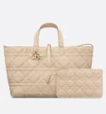 DIOR / LARGE DIOR TOUJOURS BAG Powder Beige Macrocannage Calfskin M2820OSHJ_M51U - Image 4