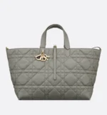 DIOR / LARGE DIOR TOUJOURS BAG Stone Gray Macrocannage Calfskin M2820OSHJ_M41G