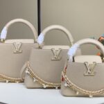 CAPUCINES Medium Handbag M29955, Apricot / Enamel (Macaron Tone)
