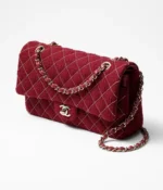 CHANEL / CLASSIC HANDBAG Wool Tweed & Gold-Tone Metal Burgundy - Image 3