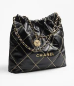 CHANEL / CHANEL 22 HANDBAG Shiny Calfskin & Gold-Tone Metal Black - Image 3