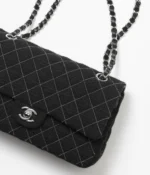 CHANEL / CLASSIC HANDBAG Wool Tweed & Silver-Tone Metal Black - Image 4