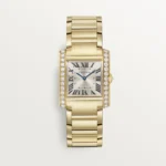 Cartier / TANK FRANÇAISE WATCH Tank Française watch, medium model, quartz movement. Case and faceted crown in 18K yellow gold (750/1000)Ref. WJTA0040