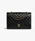 CHANEL / MAXI CLASSIC HANDBAG Grained Calfskin & Gold-Tone Metal Black