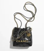 CHANEL / CHANEL 22 MINI HANDBAG Shiny Calfskin & Gold-Tone Metal Black Ref.  AS3980 B08037 94305