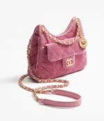 CHANEL / SMALL HOBO BAG Velvet & Gold-Tone Metal Pink Ref.  AS4323 B13815 NQ948 - Image 2