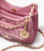 CHANEL / SMALL HOBO BAG Velvet & Gold-Tone Metal Pink Ref.  AS4323 B13815 NQ948 - Image 4
