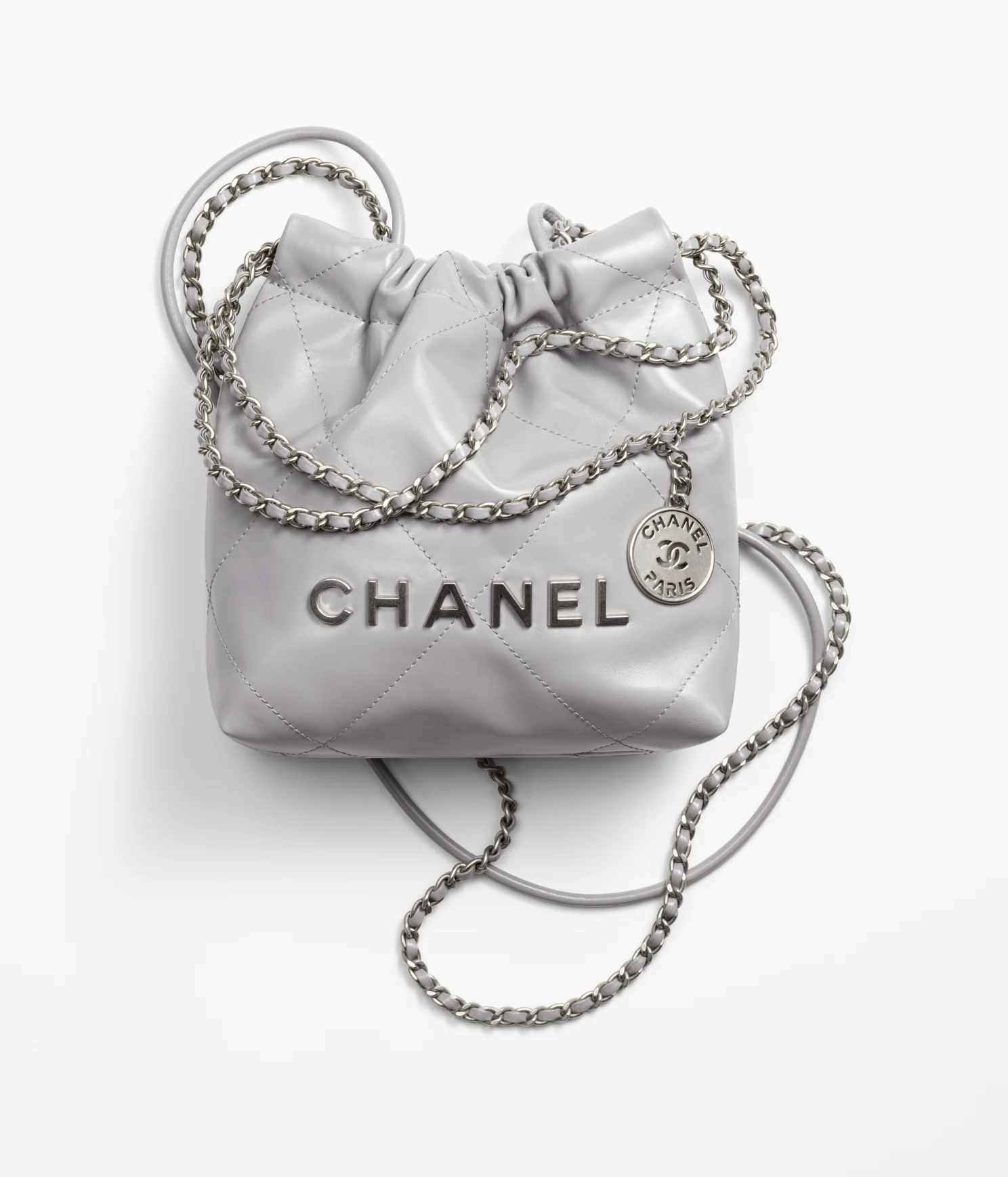 9525694300190.webp CHANEL / CHANEL 22 MINI HANDBAG Calfskin & Silver-Tone Metal Gray Ref. AS3980 B08872 NQ335 - Image 1