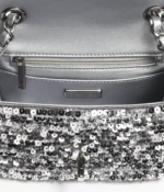 CHANEL / MINI FLAP BAG Embroidered Satin, Sequins, Glass Pearls & Ruthenium-Finish Metal Ref.  AS4269 B13685 NQ843 Silver - Image 4
