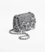 CHANEL / MINI FLAP BAG Embroidered Satin, Sequins, Glass Pearls & Ruthenium-Finish Metal Ref.  AS4269 B13685 NQ843 Silver - Image 2
