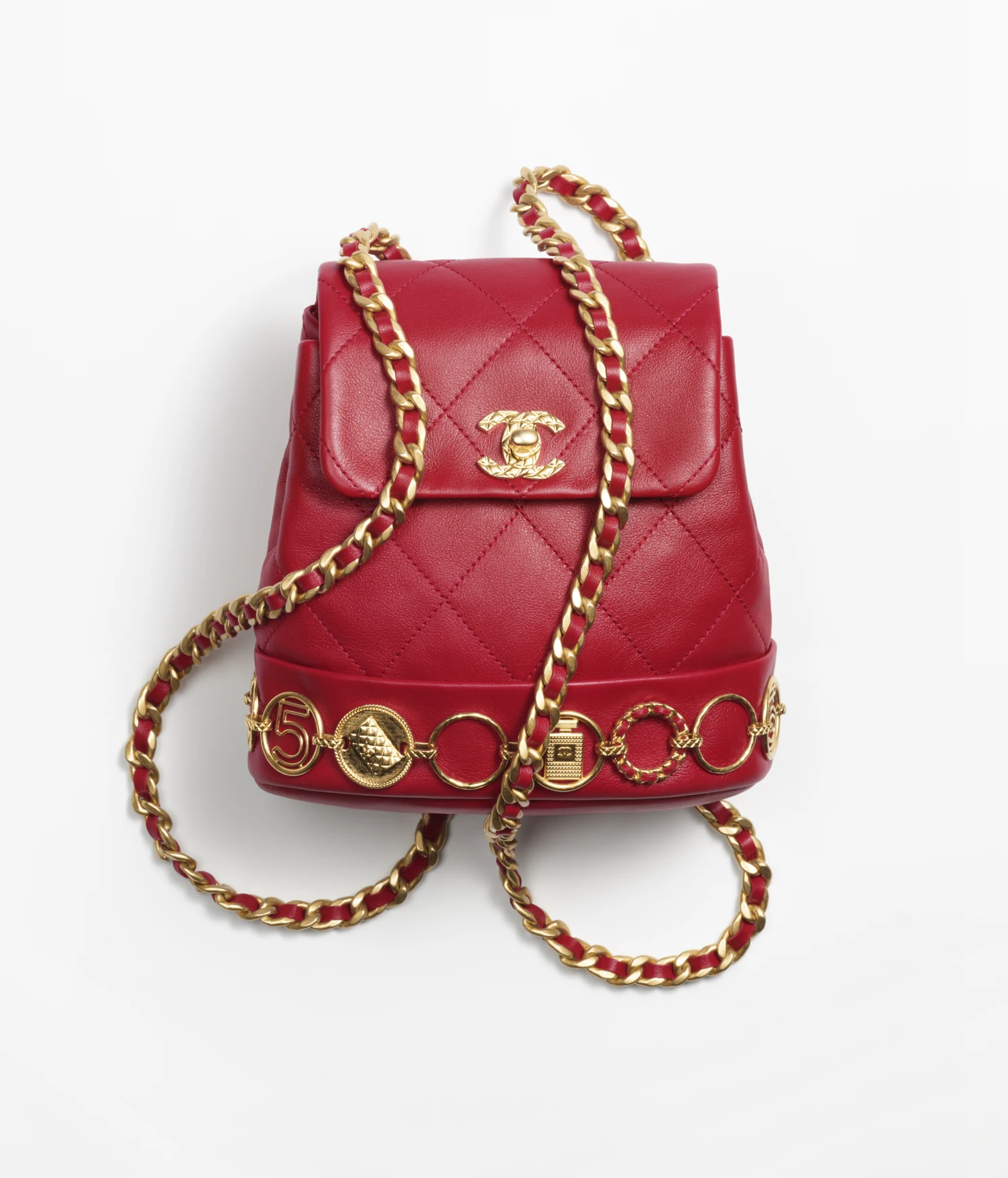 9525696004126.webp CHANEL / SMALL BACKPACK Calfskin & Gold-Tone Metal Red Ref. AS4275 B13658 NQ339 - Image 1
