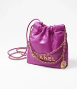 CHANEL / CHANEL 22 MINI HANDBAG Shiny Calfskin & Gold-Tone Metal Purple Ref.  AS3980 B08037 NQ338 - Image 2
