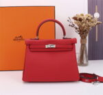 Hermès Kelly  Calf Sliver hardware Red size: 25cm