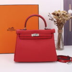 Hermès Kelly  Calf Sliver hardware Red size: 25cm