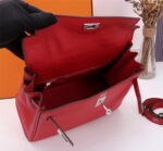Hermès Kelly  Calf Sliver hardware Red size: 25cm - Image 7