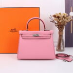 Hermès Kelly  Calf Sliver hardware Sakura Pink size: 25