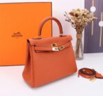 HermèsKelly Calf Gold hardware Orange size: 25cm - Image 4