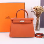 Hermès Kelly  Calf Sliver hardware Orange size: 25cm