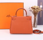 Hermès Kelly  Calf Sliver hardware Orange size: 25cm - Image 3