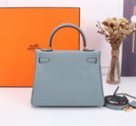 Hermès Kelly  Calf Gold hardware Linen blue size: 25cm - Image 3