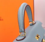 Hermès Kelly  Calf Gold hardware Linen blue size: 25cm - Image 5