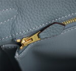 Hermès Kelly  Calf Gold hardware Linen blue size: 25cm - Image 6
