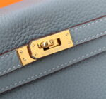 Hermès Kelly  Calf Gold hardware Linen blue size: 25cm - Image 7