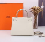 Hermès Kelly  Calf Sliver hardware Milkshake white size: 25cm - Image 3