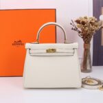 Hermès Kelly  Calf Gold hardware Milkshake white size:25cm