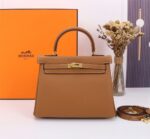 Hermès Kelly  Calf Gold hardware Golden brown size: 25cm - Image 2
