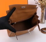 Hermès Kelly Calf Sliver hardware Golden brown size: 25 - Image 9