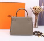 Hermès Kelly Calf Gold hardware Elephant grey size: 25cm - Image 5