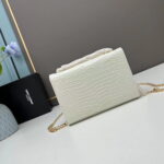 YSL Kat crocodile chain strap shoulder bag with gold hardware 7219 white size: 20*14*5cm/24*15*6cm - Image 4