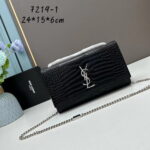 YSL Kat crocodile chain strap shoulder bag with sliver hardware 7219 black size: 20*14*5cm/24*15*6cm - Image 2