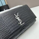 YSL Kat crocodile chain strap shoulder bag with sliver hardware 7219 black size: 20*14*5cm/24*15*6cm - Image 4