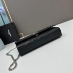 YSL Kat crocodile chain strap shoulder bag with sliver hardware 7219 black size: 20*14*5cm/24*15*6cm - Image 5
