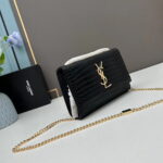 YSL Kat crocodile chain strap shoulder bag with gold hardware 7219 black size: 20*14*5cm/24*15*6cm - Image 3