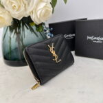 YSL Kat caviar Short round zip wallet 1890 black size: 12*10*3CM - Image 3