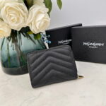 YSL Kat caviar Short round zip wallet 1890 black size: 12*10*3CM - Image 4