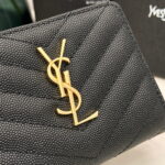 YSL Kat caviar Short round zip wallet 1890 black size: 12*10*3CM - Image 5
