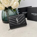 YSL Kat caviar Short round zip wallet 1890 black size: 12*10*3CM - Image 2