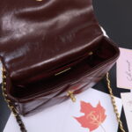 Chanel Wine red oil wax skin Chain crossbody bag Size：26cm - Image 7