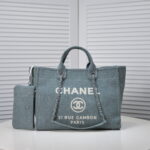 Chanel new beach bag denim bag Blue with little wallet size: 48*38*30*14cm