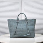 Chanel new beach bag denim bag Blue with little wallet size: 48*38*30*14cm - Image 4