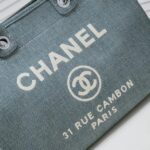 Chanel new beach bag denim bag Blue with little wallet size: 48*38*30*14cm - Image 6