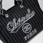 Chanel new beach bag denim bag Black with little wallet size: 48*38*30*14cm - Image 6