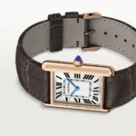 Cartier / TANK LOUIS CARTIER WATCH Tank Louis Cartier watch, large model, Manufacture mechanical movement with manual winding, caliber 1917MC. Case in rose gold 750/1000,  Ref. WGTA0011 - Image 4