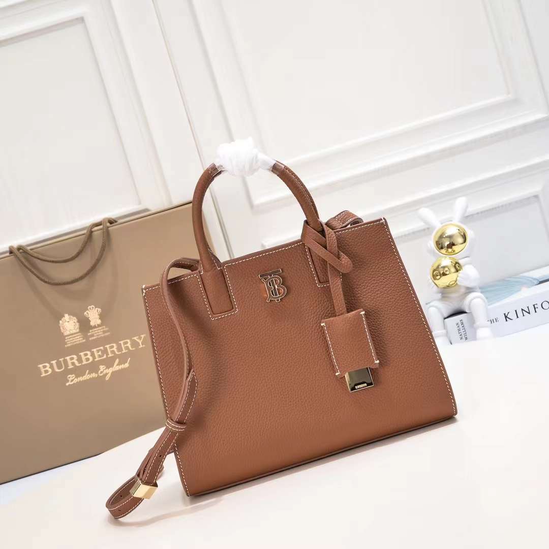c7bb8884db118a09e70b14456f49b9806ecbdee5.jpg Burberry tote calfskin bag 8376 brown size: 27 * 11 * 20 cm - Image 1